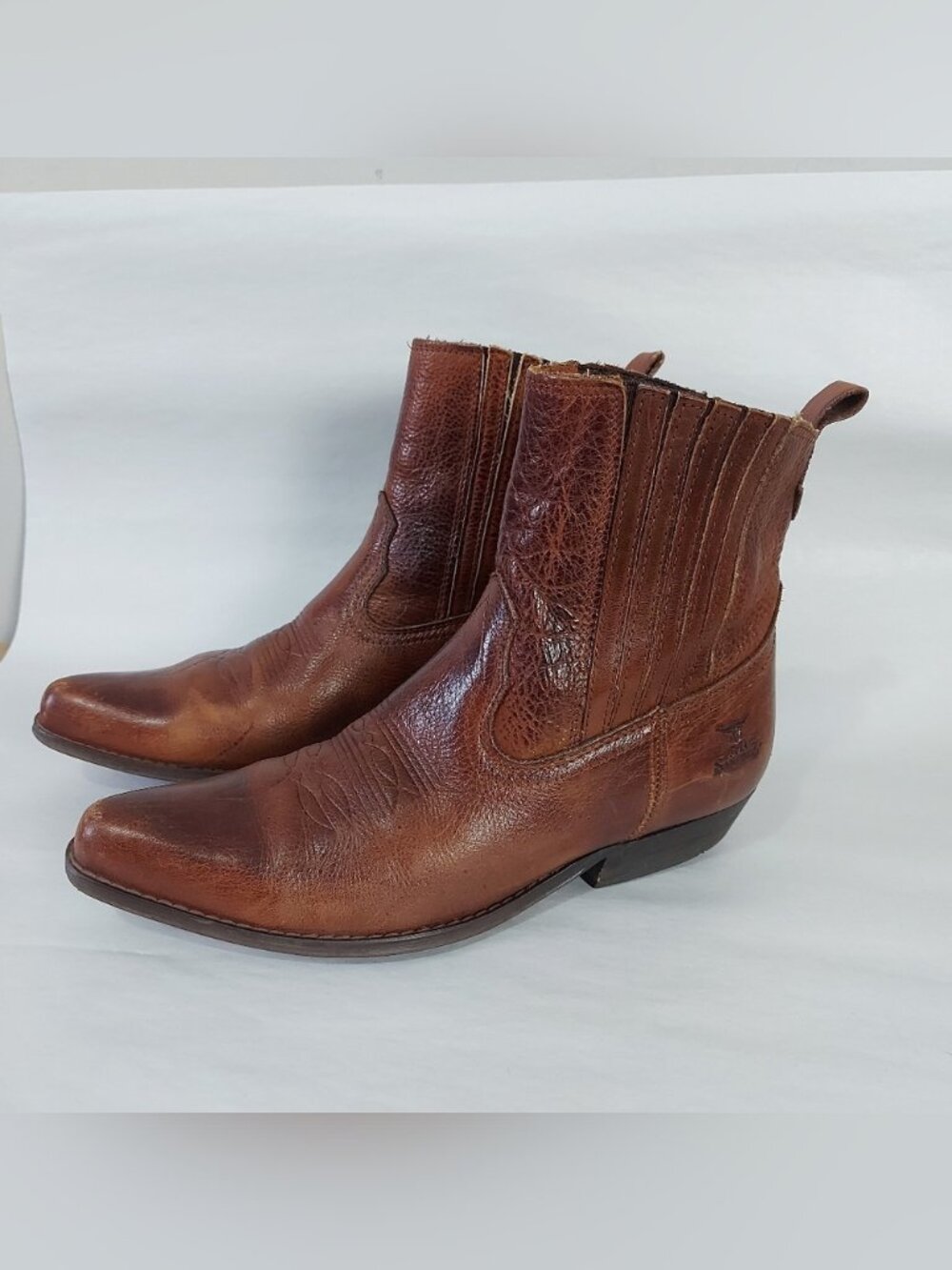 Joe Sanchez Women Western Short Ankle Boots 43 EU Brown Leather Cowboy Boho